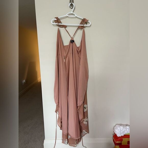 Lulu's Dress All Mine Rusty Rose Pink Floral Print High-Low Wrap Maxi - Picture 5 of 14